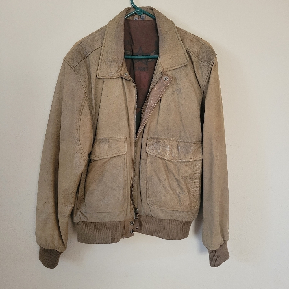Vtg Wear Me Out Leather Bomber Jacket Men's Size 42 Brown Soft 90s Y2K U2
